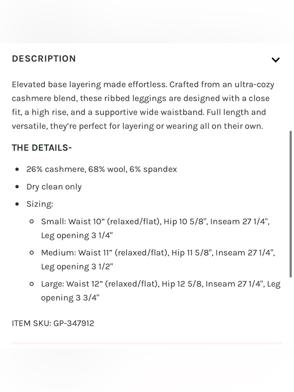 Women's High-Waist Charcoal Cashmere Knit Leggings - Picture 5 of 5